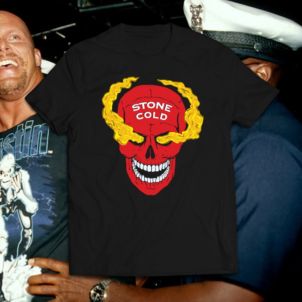 Vintage Style Black Stone Cold Skull Wrestling Tee